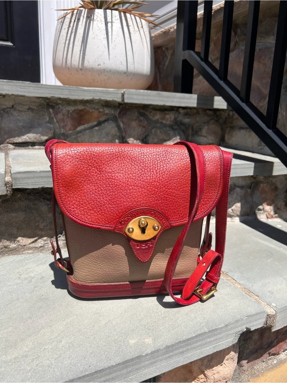 Vintage Dooney & Bourke Taupe Cavalry Spectator Bag